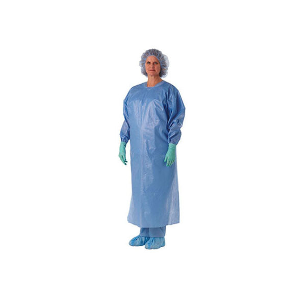 Isolation Gown, Over-the-Head, Plastic Film