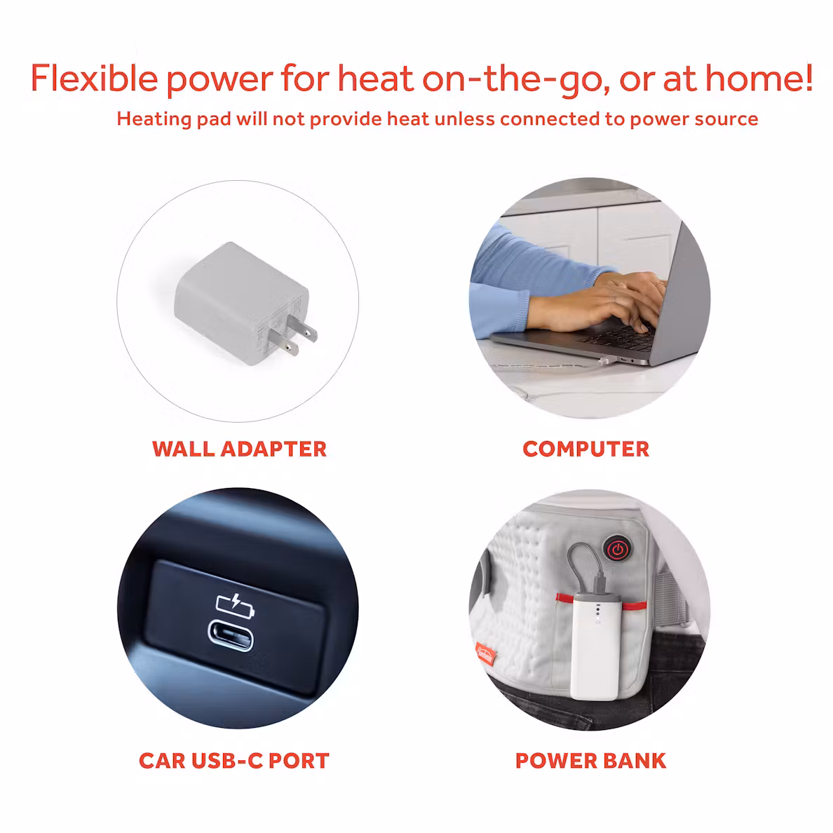 GoHeat™ USB Powered Heating Pad with Storage Bag and Wall Adapter - Image 4